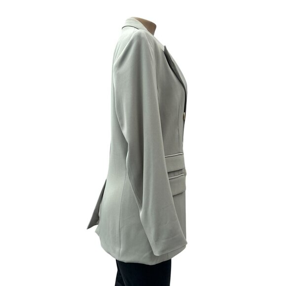 H&M Womens Blazer Jacket Career Long Sleeve Double-Breasted Pockets Light Gray S - Picture 4 of 13